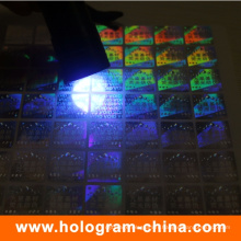 Anti-contrefaçon UV Hologramme invisible autocollant